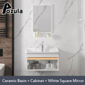 Pozula Ceramic Sink with Mirror for Modern Bathroom