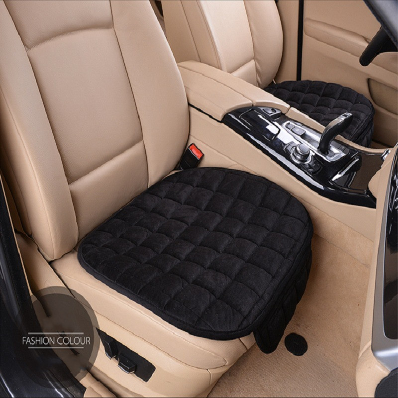 1pc Soft Short Plush Car Seat Cushion With Anti-slip Rubber Bottom