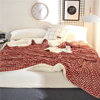 I Home Double Layers Smooth As Milk Blanket Throw Plush Warm Sleeping Blanket for Autumn Winter Gingham Blanket (2)