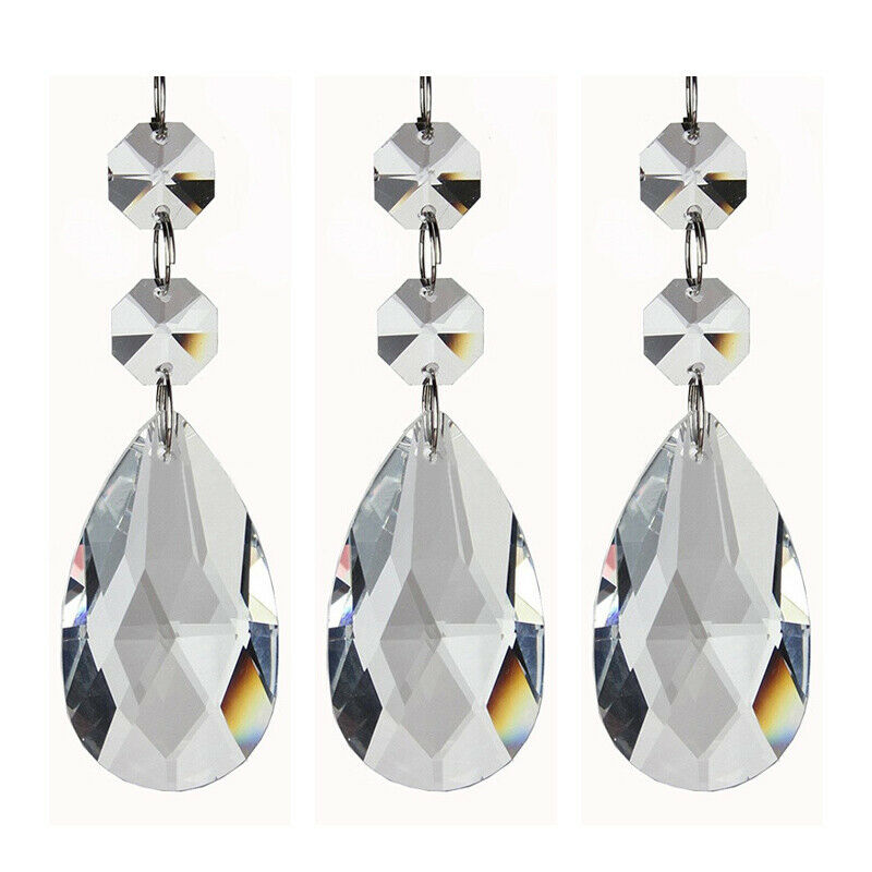 20pcs/Lot Clear 1.5'' Drop Crystal Glass Prisms Chandelier Lamp Part Pendants 