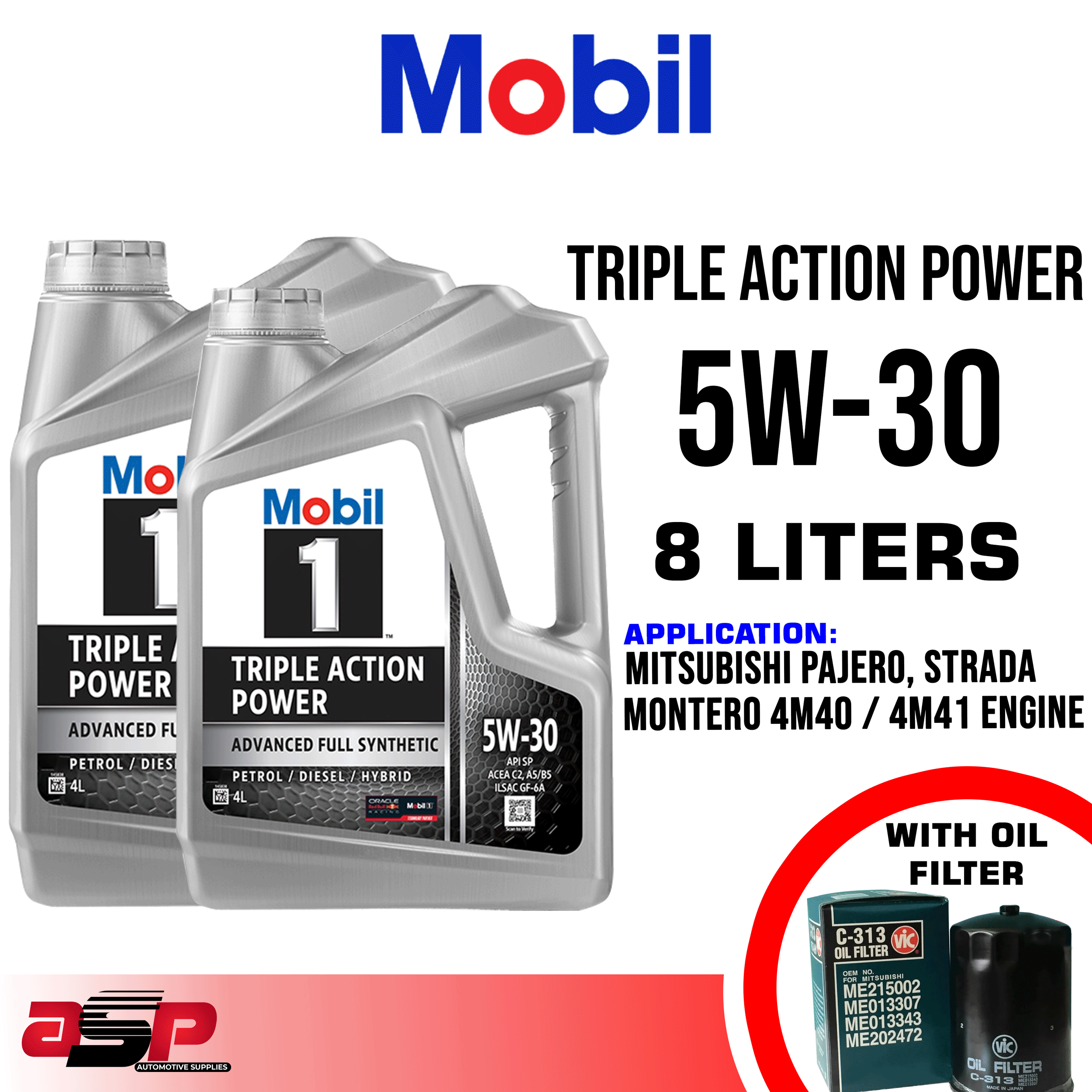 Mobil 1 Triple Action Power 5W‑30 Fully Synthetic 8 Liters for