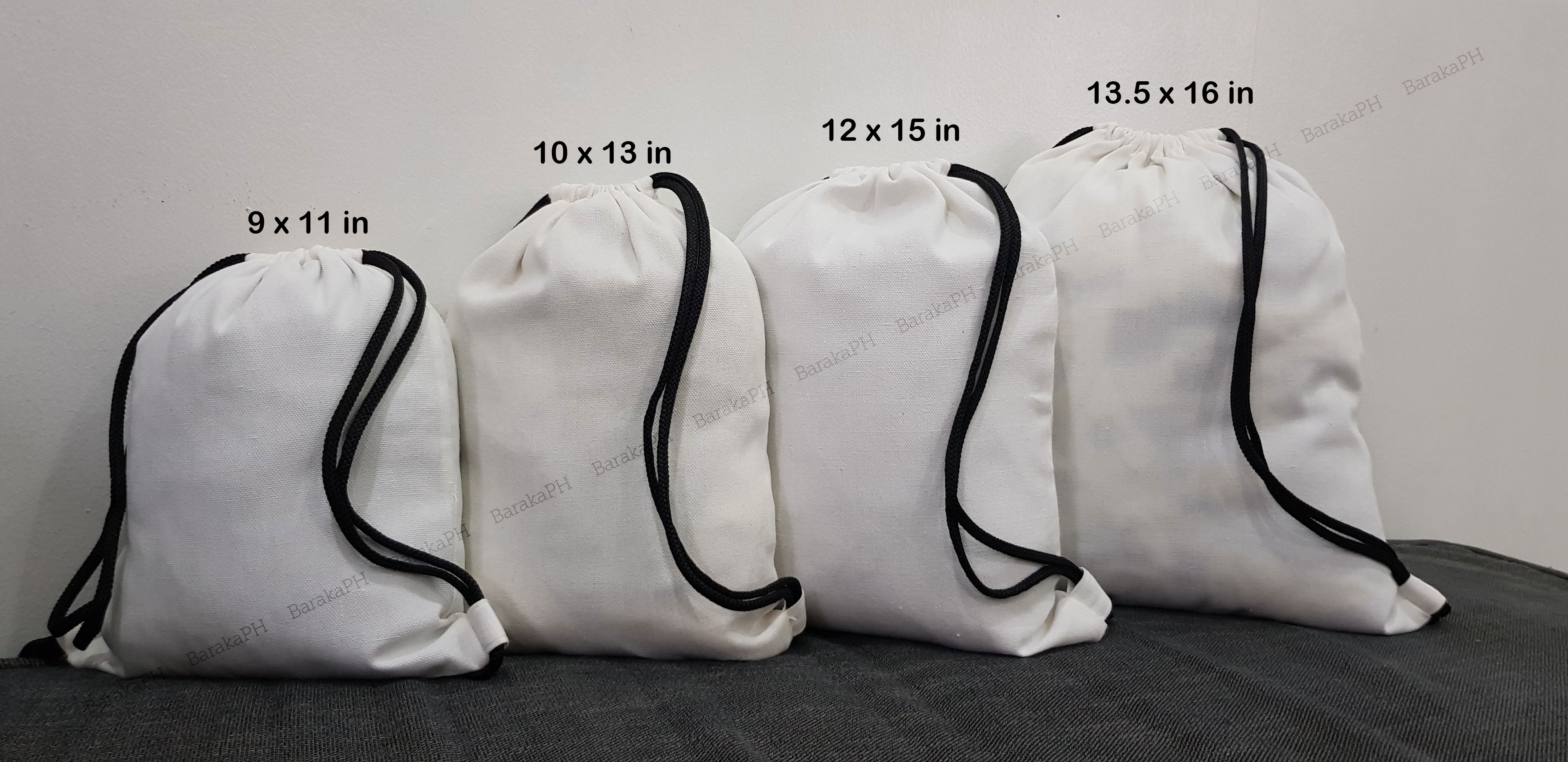 white canvas drawstring bags