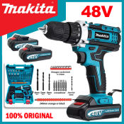 48V Cordless Hammer Drill with 2 Li-ion Batteries and LED Indicator