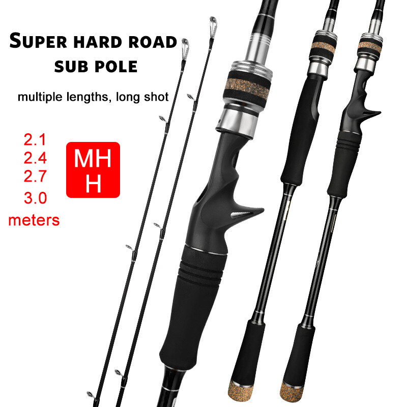 HUNTING BLACK MH+H Double Tips Spinning Fishing Rod Carbon Throw Rod Sea Fishing  Rod For Saltwater