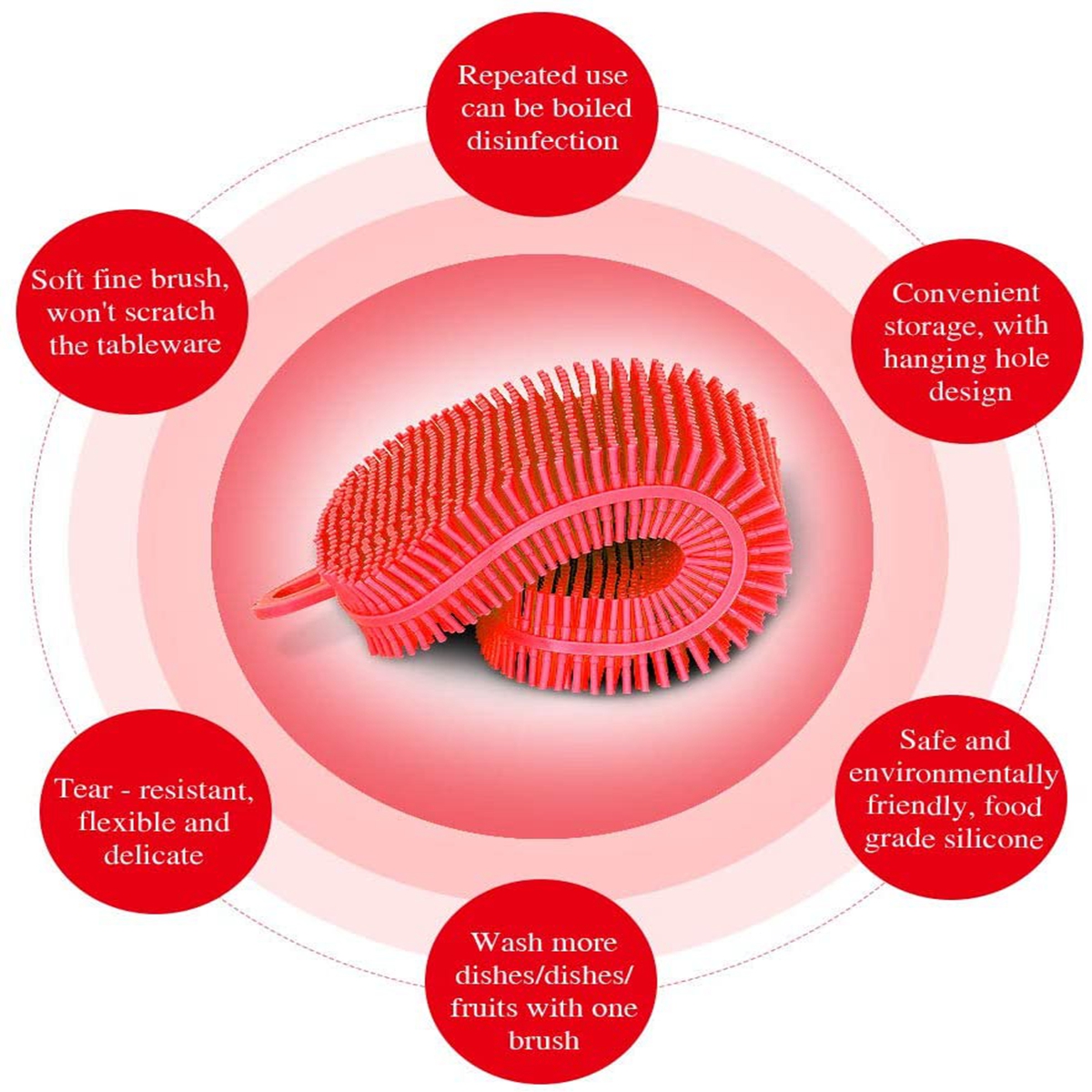 ULIPPOL 3 Cái Cọ Rửa Silicon, Scrubber Cleaner Món Ăn Miếng Bọt Biển