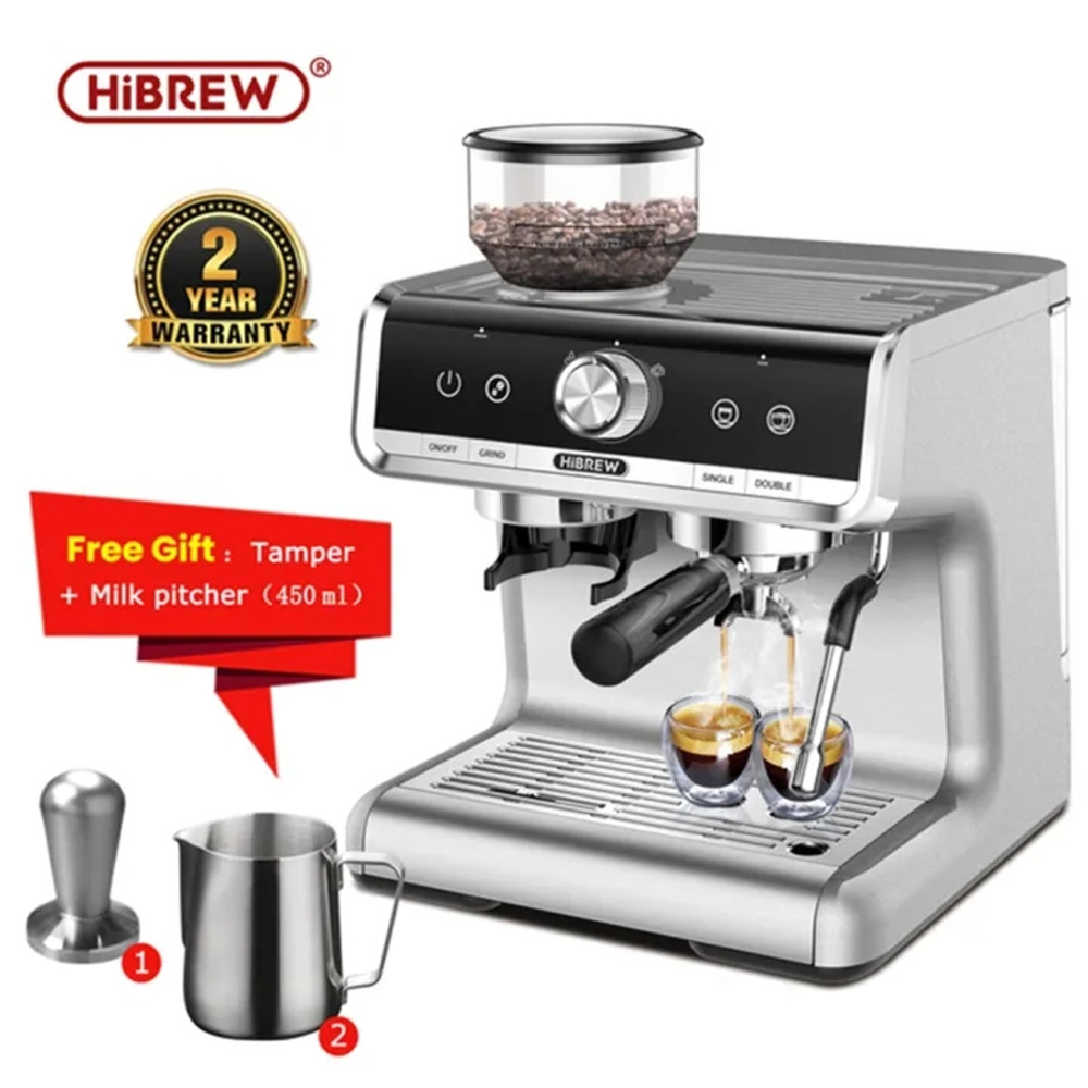 HiBREW H7 Coffee Maker Espresso Machine 19 Bar 58mm automatic coffee machine Milk frother electric Stainless Steel Household/commercial