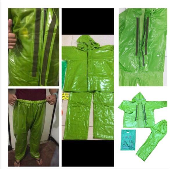 1C Green Raincoat Suit Kapote Makapal 
