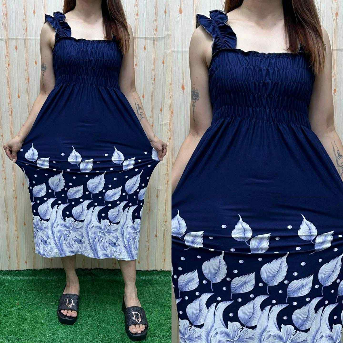 3PCS ASSORTED LONG SMOCKING MAXI RAFFLES DRESS UP TO 3XL