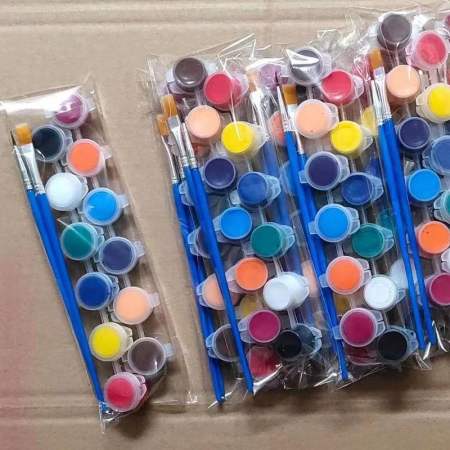 12 Color Acrylic Paint Set with Brushes - Mini Artist Tools