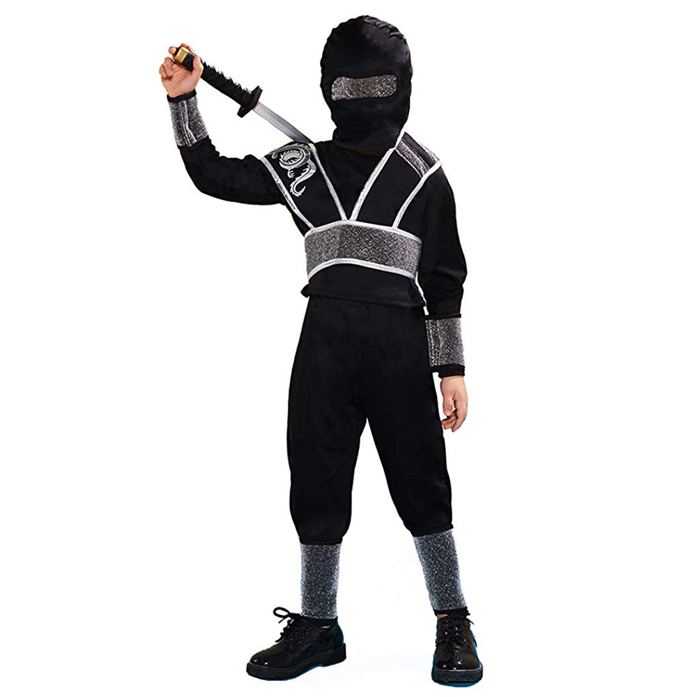 Boy's Ninja Costume Halloween Kids Black Ninja Outfit, Dragon Totem