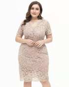 French Autumn Style Plus Size Lace A-Line Dress