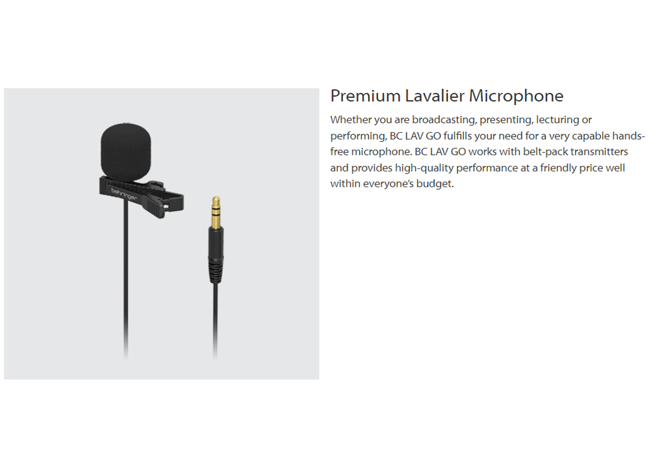 Behringer BC Lav GO Condenser Lavalier Microphone