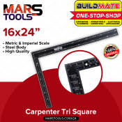 Mars Tools High Quality Steel Carpenter Try Square Tri Ruler Wood Working Measuring Tool 16x24 - Buildmate -