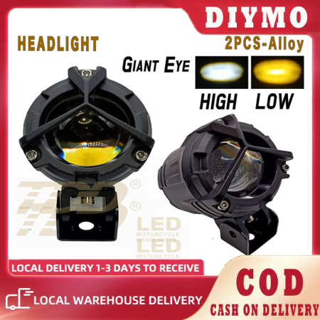 TDD Giant Eye Dual Color LED Motorcycle Headlight Pair