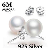 AURORA Korea 925 Silver Pearl Stud Earrings Jewelry ED029