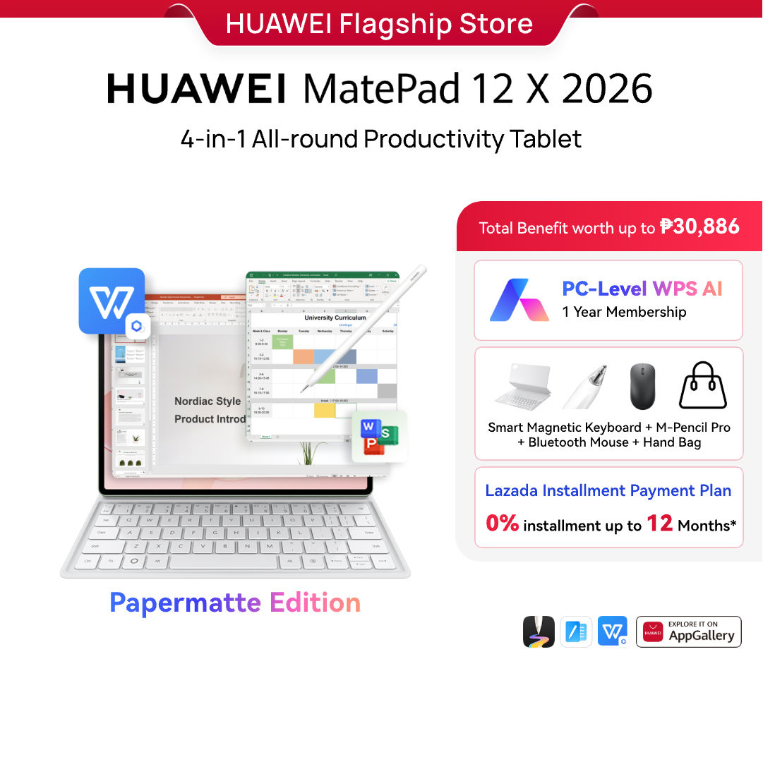 HUAWEI MatePad 12 X 2026 l PC-level WPS Office 3.0 l 12-inch Ultra-clear PaperMatte Display l All-new HUAWEI M-Pencil Pro l 10100 mAh Battery