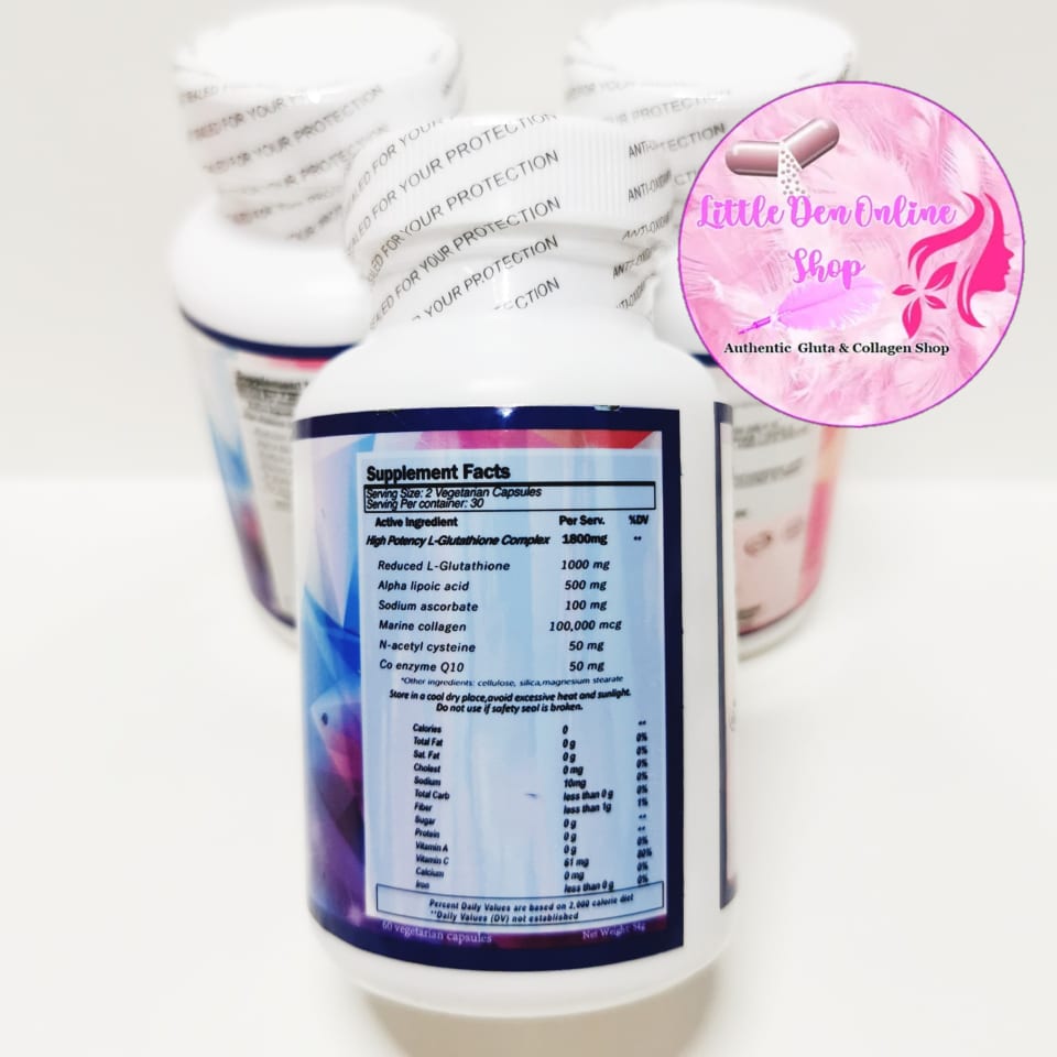 luxcent glutathione ingredients Luxcent 1800mg L-Glutathione plus Marine Collagen Whitening Supplement 60  Capsules New Label