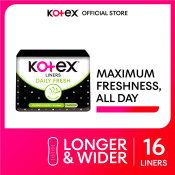 Kotex Daily Fresh Longer & Wider Liners 16s