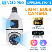V380 PRO Dual Camera WiFi CCTV Bulb - 360 Rotation