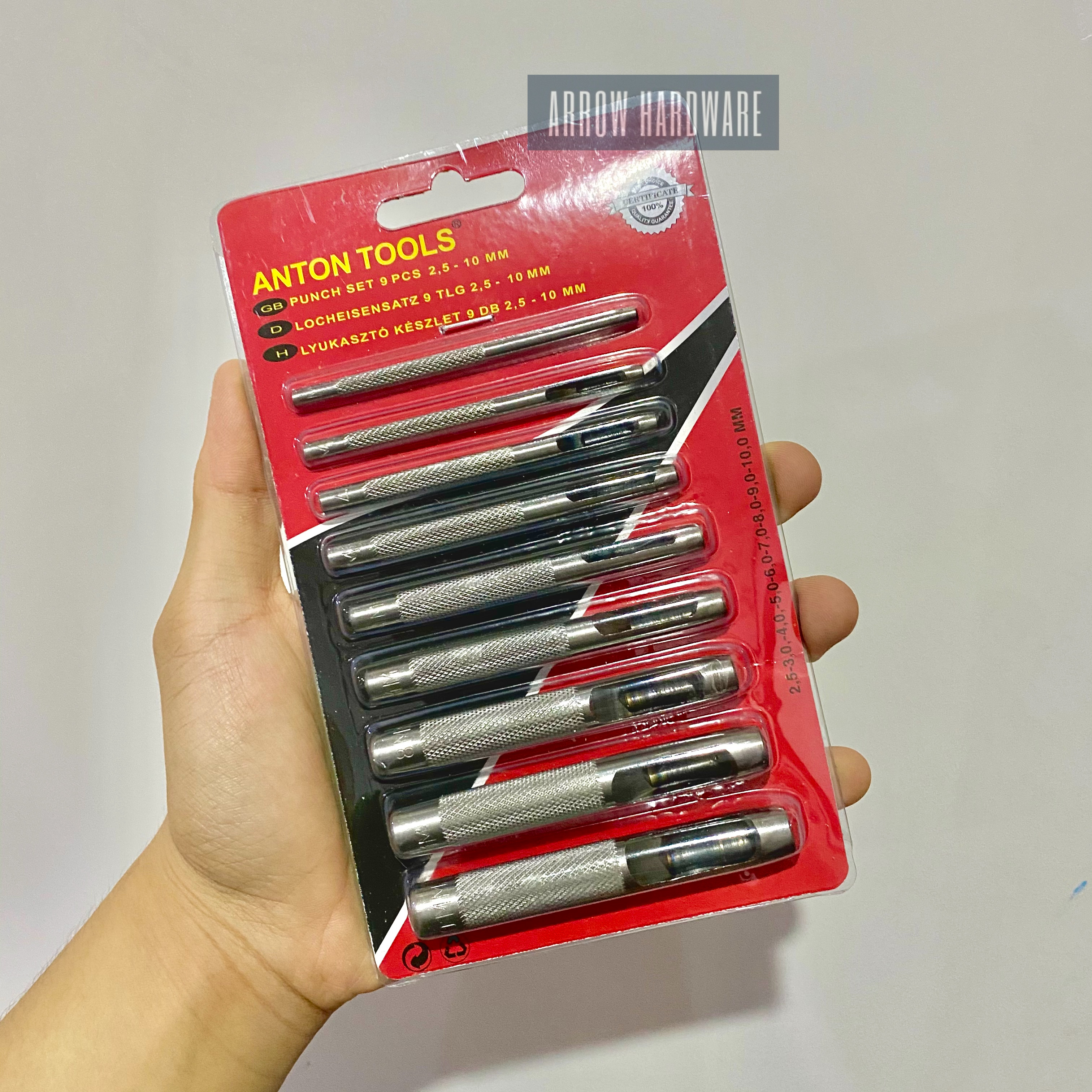 HOLLOW PUNCH SET 9PCS 2,5-10MM