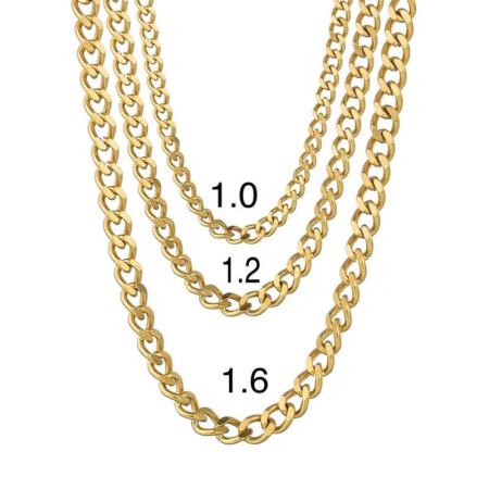 Curb/ Cuban Chain 10k Gold Plated Stainless Steel Quality Men and Women Unisex Necklace Jewelry