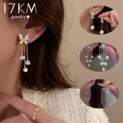 17KM Crystal Zircon Pearl Butterfly Earrings - Hypoallergenic Women's Accessories
