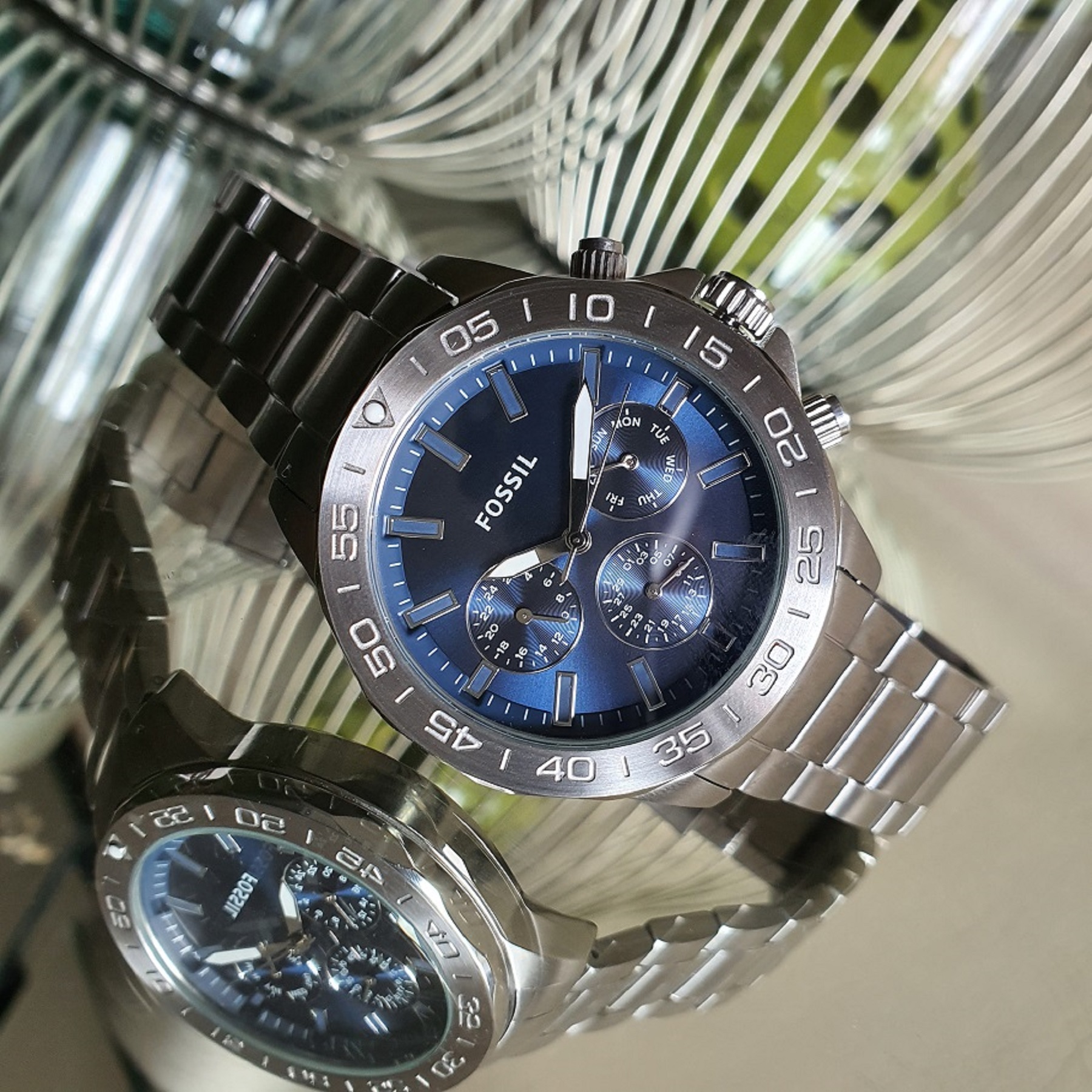 Original BQ2503 Fossil Bannon Multifunction Stainless Steel Blue