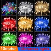 100 LED Christmas Lights - Transparent Wire 