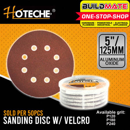 HOTECHE Aluminum Oxide Sanding Disc Wheel Set, 5" 50PCS