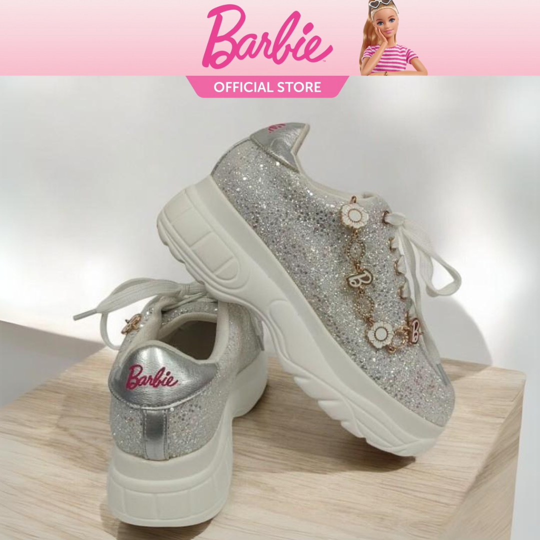 Barbie Pavanne Children Casual Shoes, Children Rubber Shoes for Girls,  Children Sneakers for Girls, Silver Rubber shoes for Kids, Silver Rubber  shoes