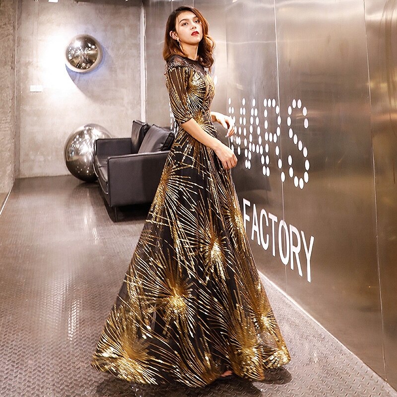 Shop Evening Gown Elegant Black Gold 