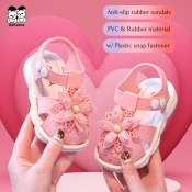 DAPANDA Baby Girl Sandals with Flower and Pearl Buckle