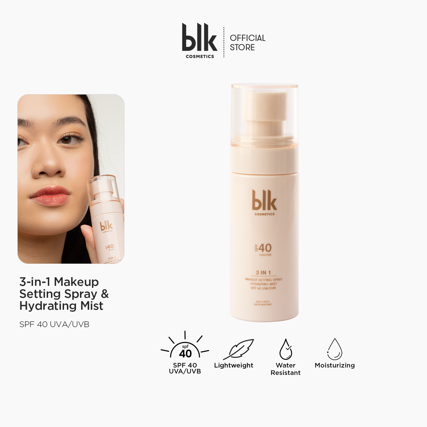 Discount on Blk Cosmetics  shoes - SKU: Blk Cosmetics Fresh 3in1 Makeup Setting Spray & Hydrating Mist Spf 40 Uva/Uvb