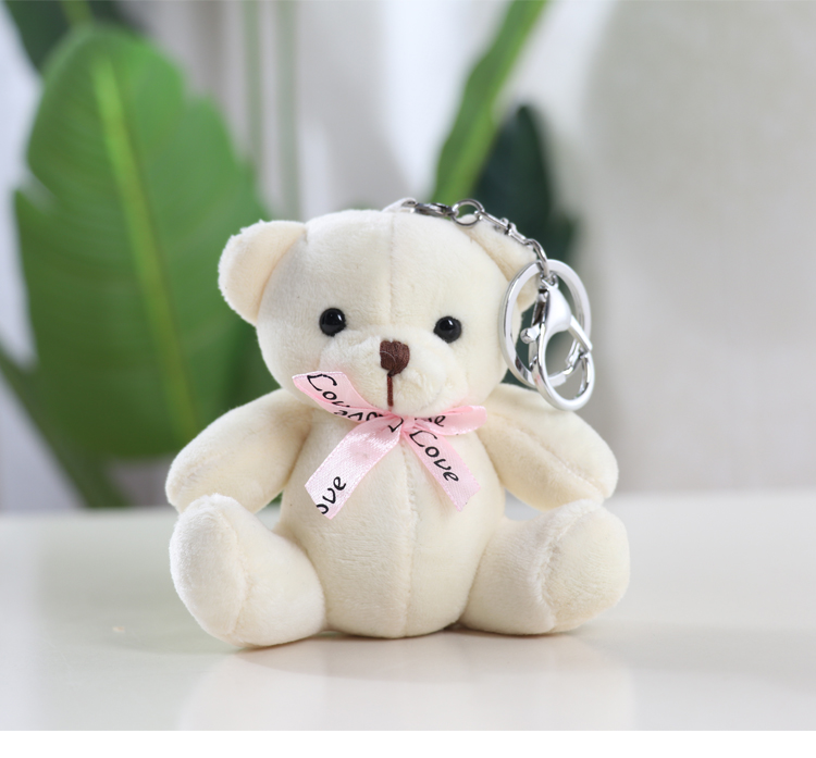 10CM Cute Bow Tie Teddy Bear Keychain Schoolgirl Bag Pendant Little Bear  Doll Wedding Throw Christmas Gifts To Boyfriend