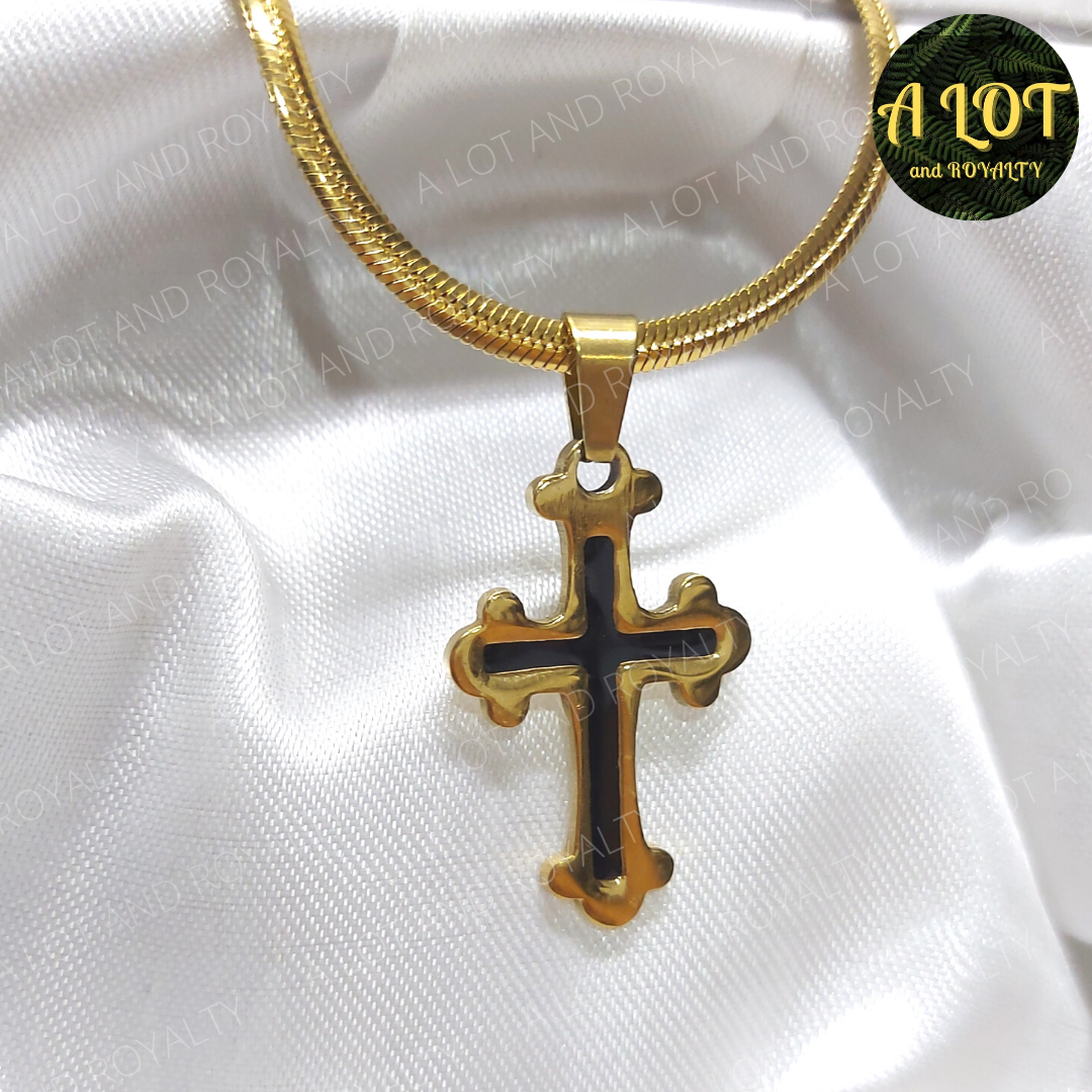 Black Cross Pendant Necklace for Men 