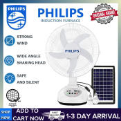 Portable Solar Electric Fan with LED Lights, Rechargeable Philips