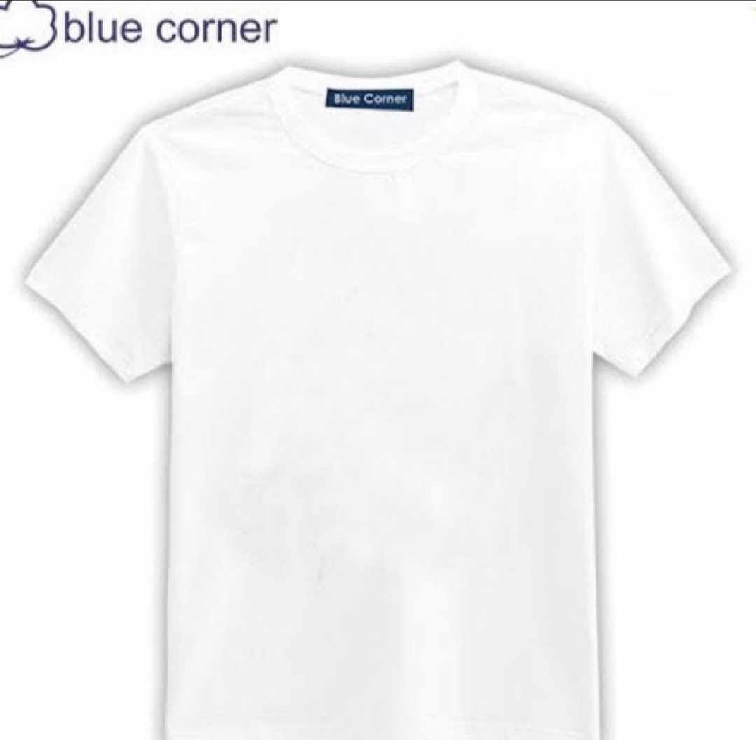 Blue Corner Unisex White Plain T-Shirt with Round Neck