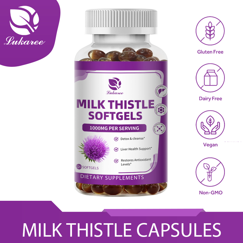  LUKAREE Viên nang cây kế sữa 1000mg với rễ bồ công anh & chiết xuất Silymarin 5:1 để giải độc gan Làm sạch lipid máu thấp hơn Bổ sung tim mạch Chất chống oxy hóa 