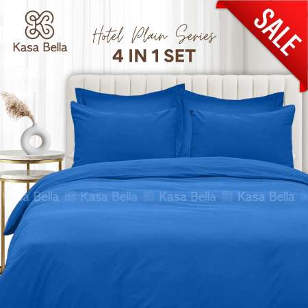 Kasa Bella Royal Blue 4-in-1 Cotton Blend Bedding Set