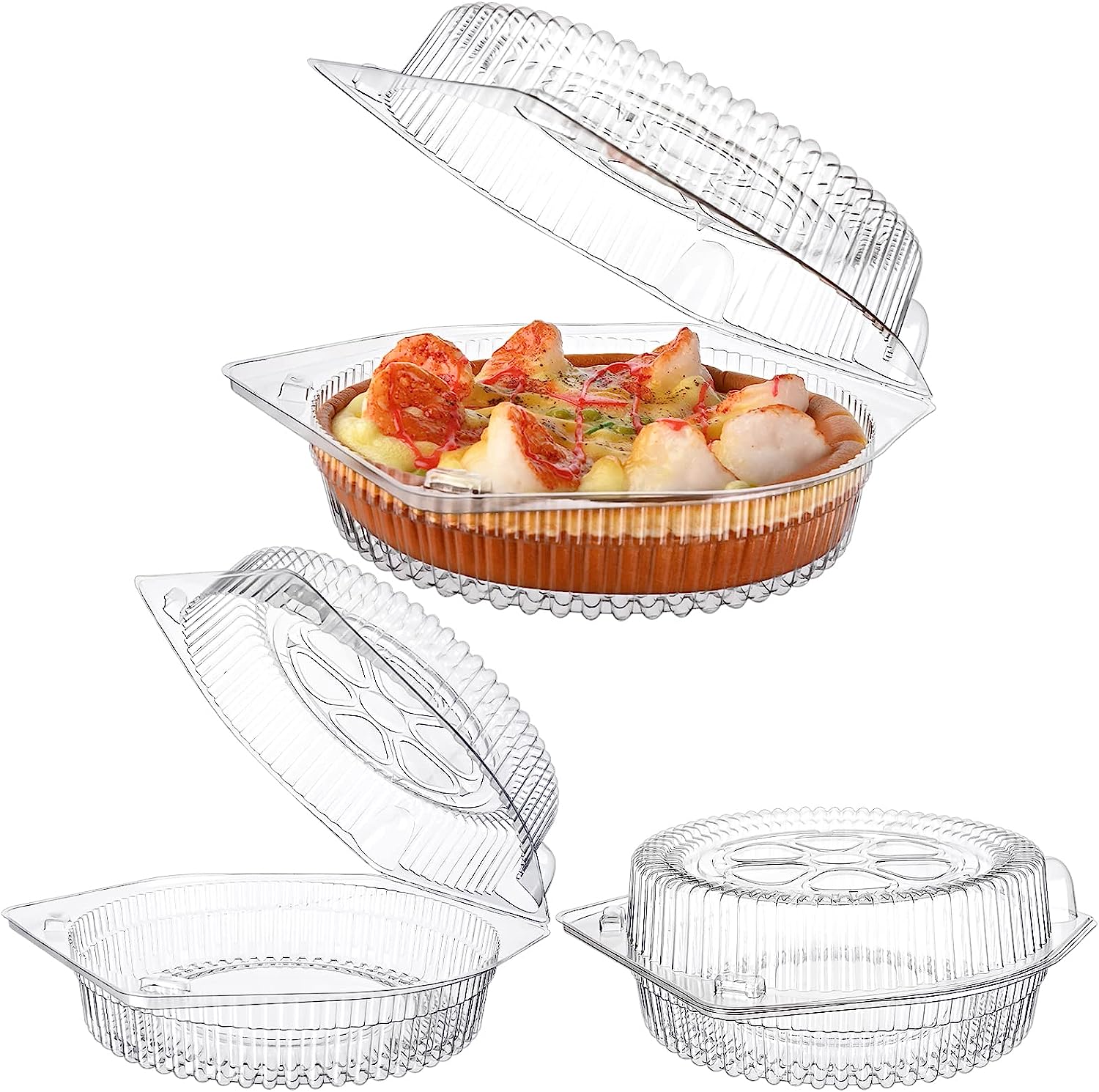 Harloon 40 Pcs 9 inch Plastic Disposable Pie Containers with Hinged Locking  Lids Round Pie Keepers Clear Pie Carrier Clamshell Flan Cake Container for