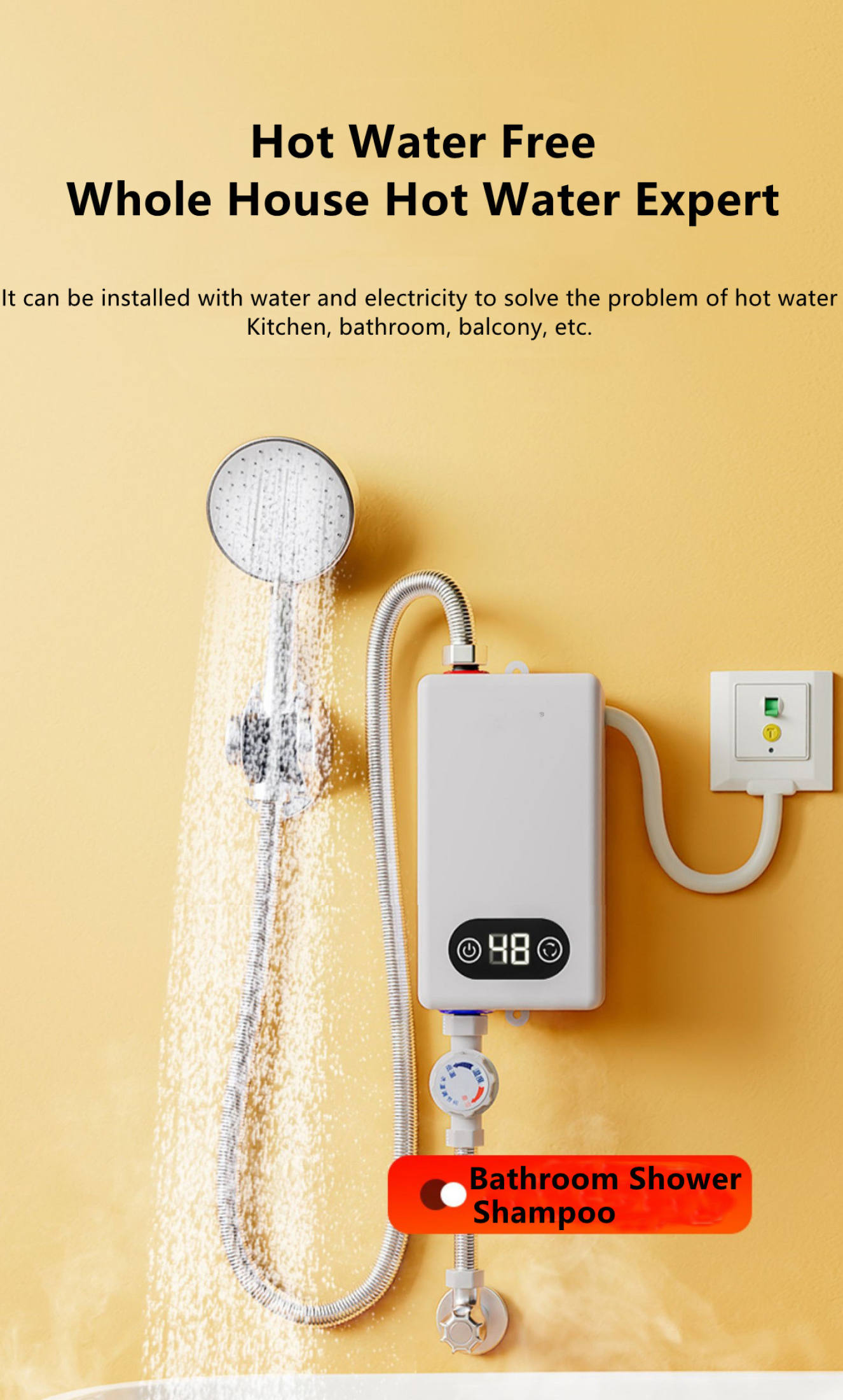 3500w220v intelligent variable frequency thermoelectric water heater. Touch  the button to adjust the temperature. Shower water heater | Lazada PH