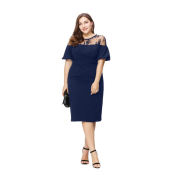 A2129 Floral Lace Upper Plus Size Dress