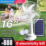 Rechargeable Solar Electric Fan with LED Lights 