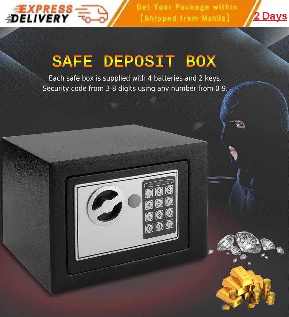 Strong Steel Safe Security Key Fireproof HOME OFFICE MONEY CASH SAFETY BOX BLACK