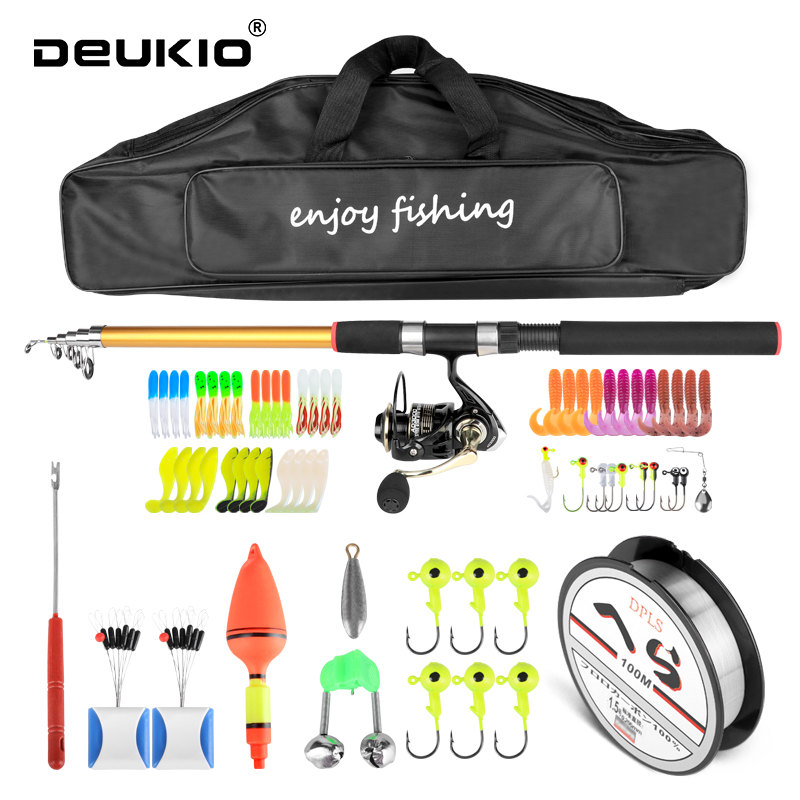 Telescopic 2.1m fishing rod and reel combination complete set of