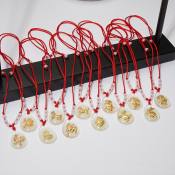 Corinna Crystal Luminous Pendant Exquisite Gold Zodiac Pendant Red Rope Necklace Cod