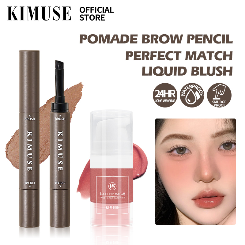 Discount on Kimuse  shoes - SKU: Kimuse 2 Pcs/Set Liquid Blush Long Lasting Waterproof + 2 In 1 Pomade Brow Pencil Makeup Set