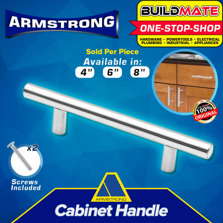 ARMSTRONG Stainless Cabinet Handle - 4", 6", 8" - Sold Individually