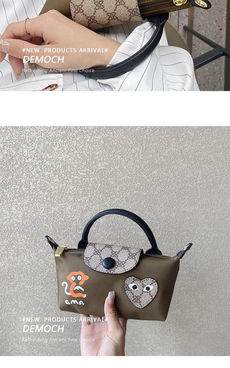 Longchamp dumpling bag mini2023 new handbag trendy female printed messenger  bag Oxford cloth small mini female bag