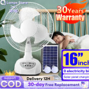 Ounny Solar Electric Fan with LED Lighting - Portable and Rechargeable